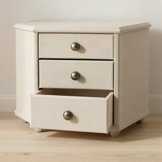 Linen-Covered Jewelry Chest